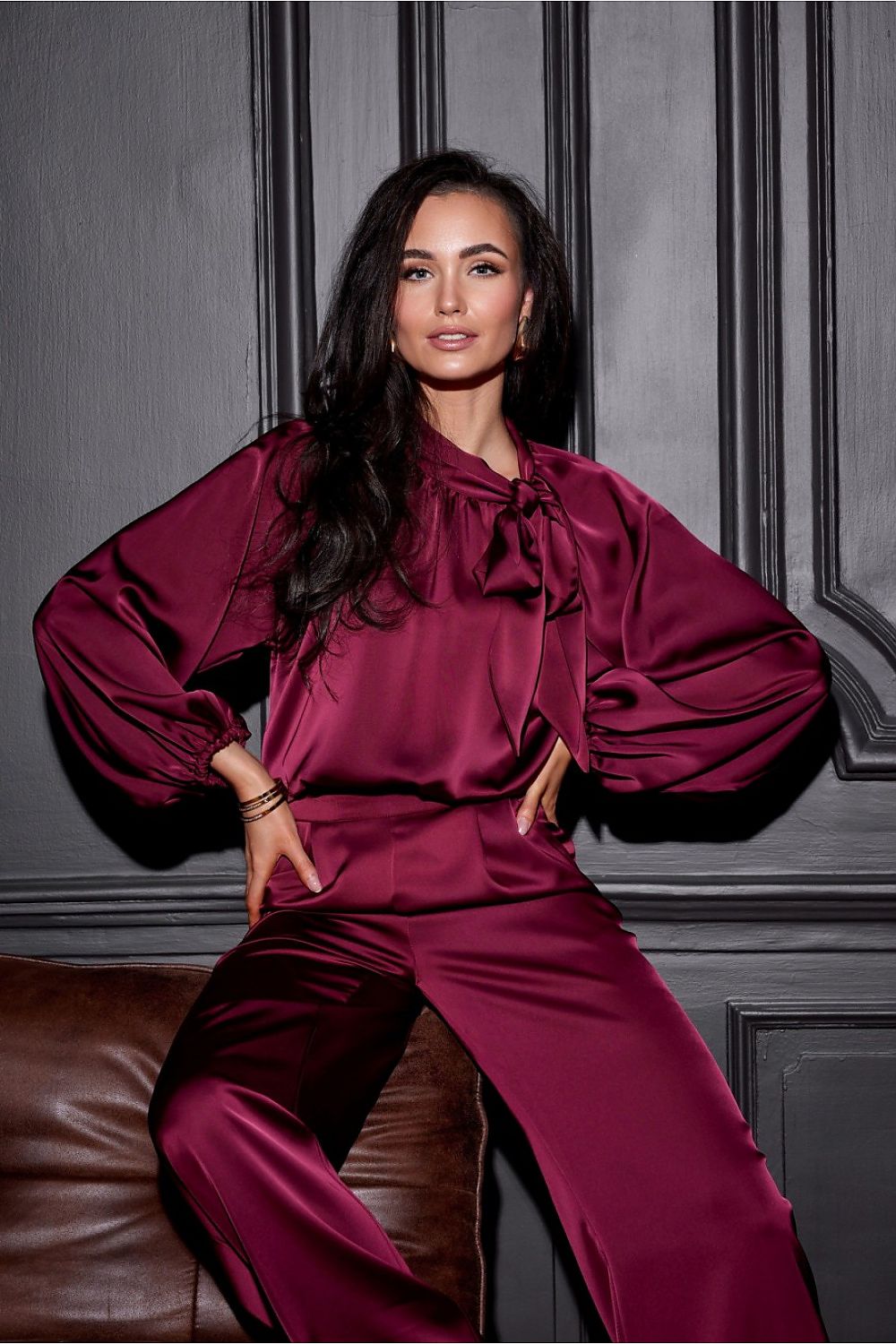 Roco Fashion Luxury Satin Blouse with Long Puffy Sleeves | Sizes EU 36-40, US 4-8
