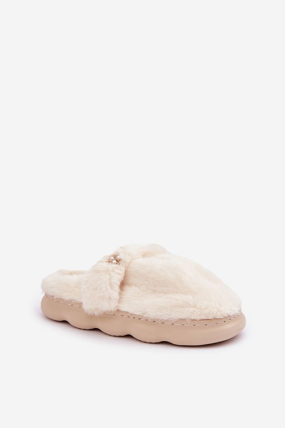 Luxury Women's Fur Slippers with Back Strap & Elegant Brooch - EU 36/37, 38/39, 40/41 | US 6, 7.5/8, 10