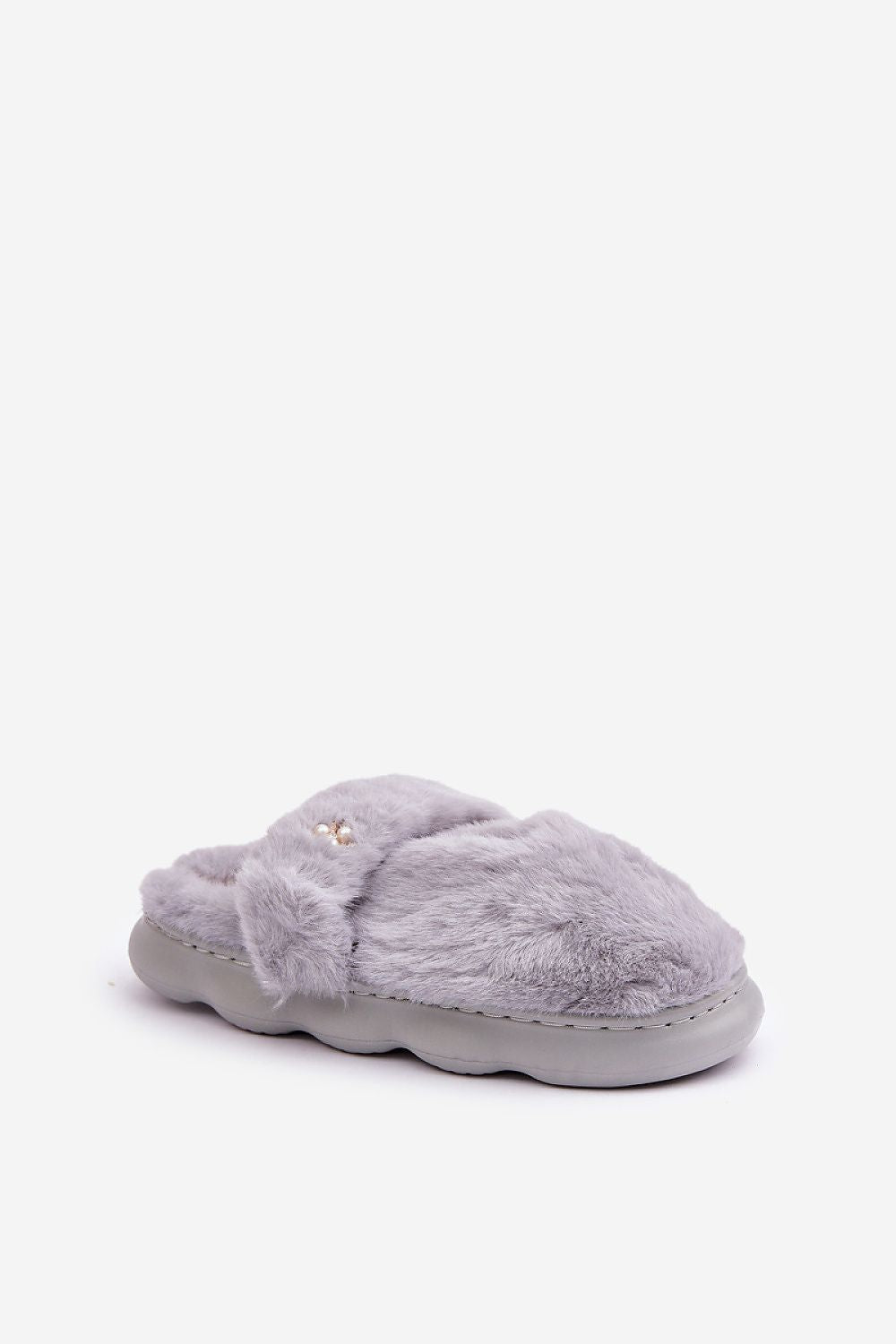 Luxury Women's Fur Slippers with Back Strap & Elegant Brooch - EU 36/37, 38/39, 40/41 | US 6, 7.5/8, 10