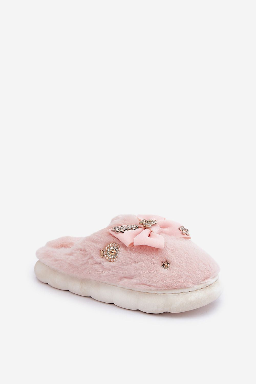 Luxurious Furry Slippers - Soft Comfort With Stylish Buttons & Bow | EU 36-41 & US 6-10