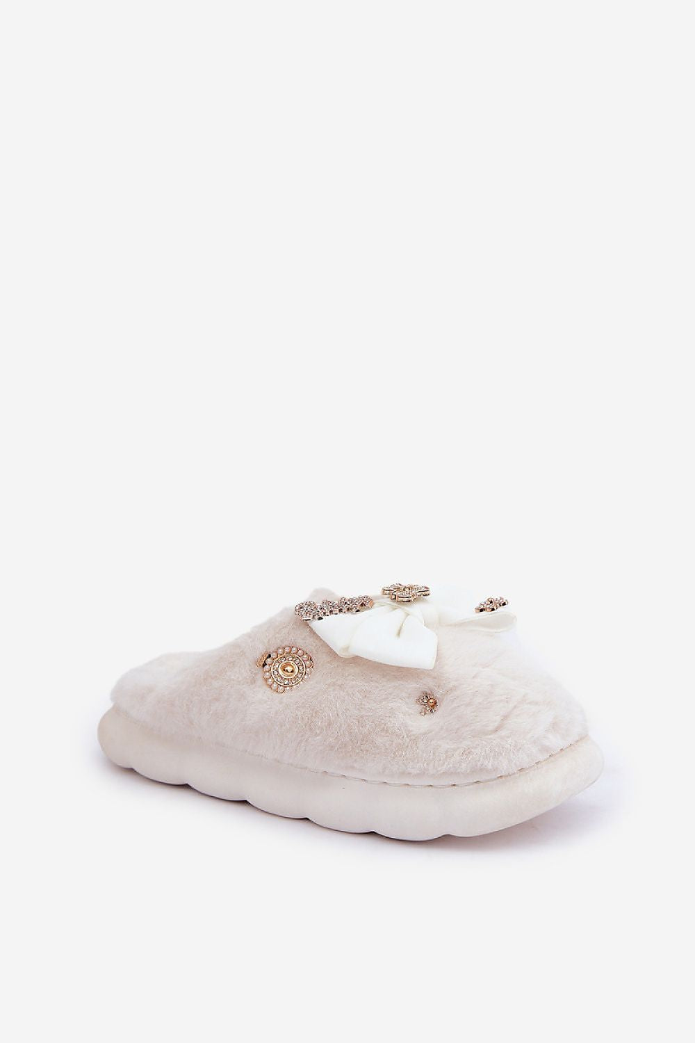 Luxurious Furry Slippers - Soft Comfort With Stylish Buttons & Bow | EU 36-41 & US 6-10