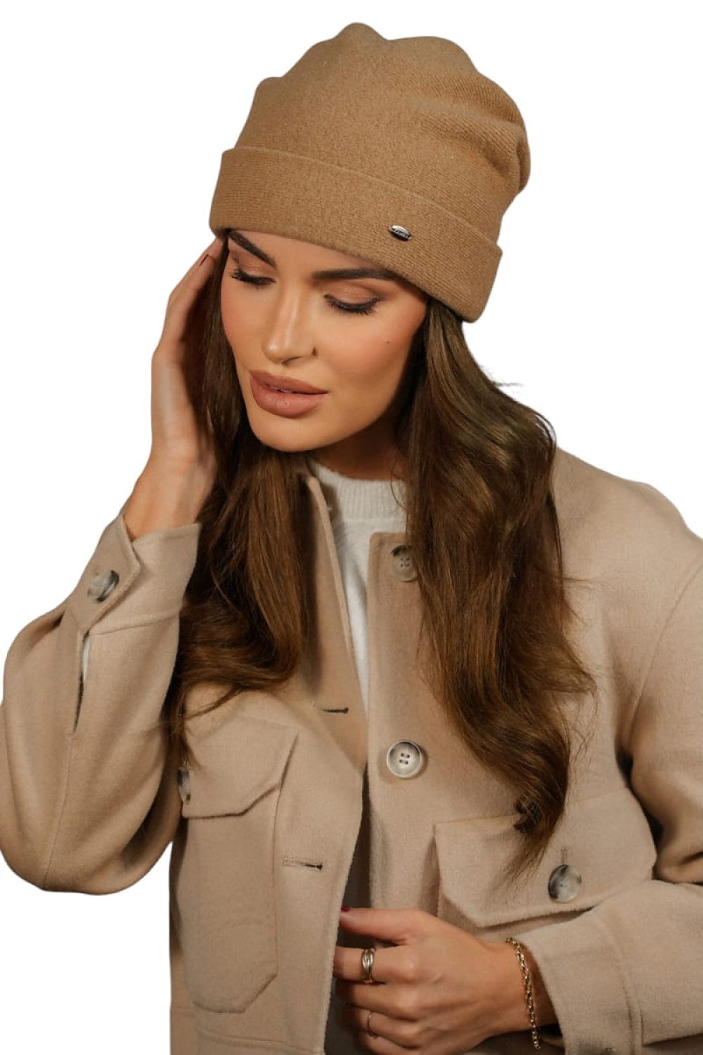 Kamea Premium Women's Wool Beanie with Stylish Lime Fold - 80% Wool for Elegant Warmth