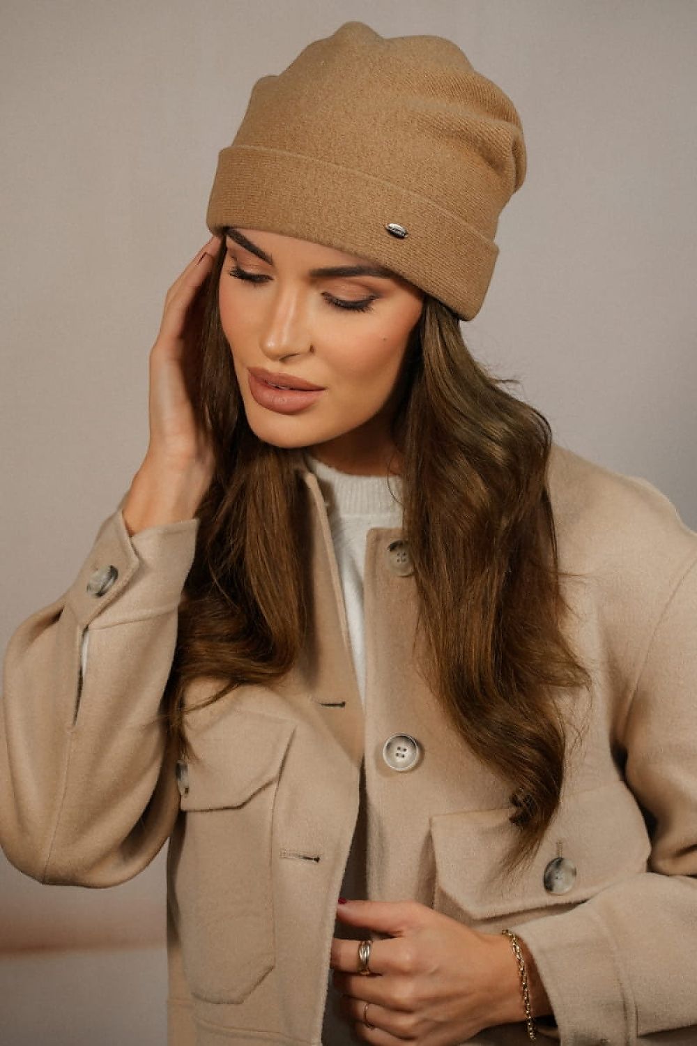 Kamea Premium Women's Wool Beanie with Stylish Lime Fold - 80% Wool for Elegant Warmth