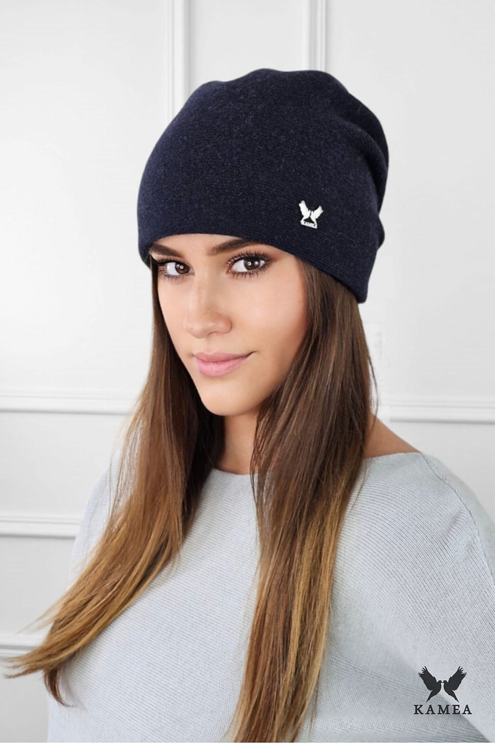 Kamea LILY Premium Woolen Women's Navy Blue Hat with Elegant Design & Logo