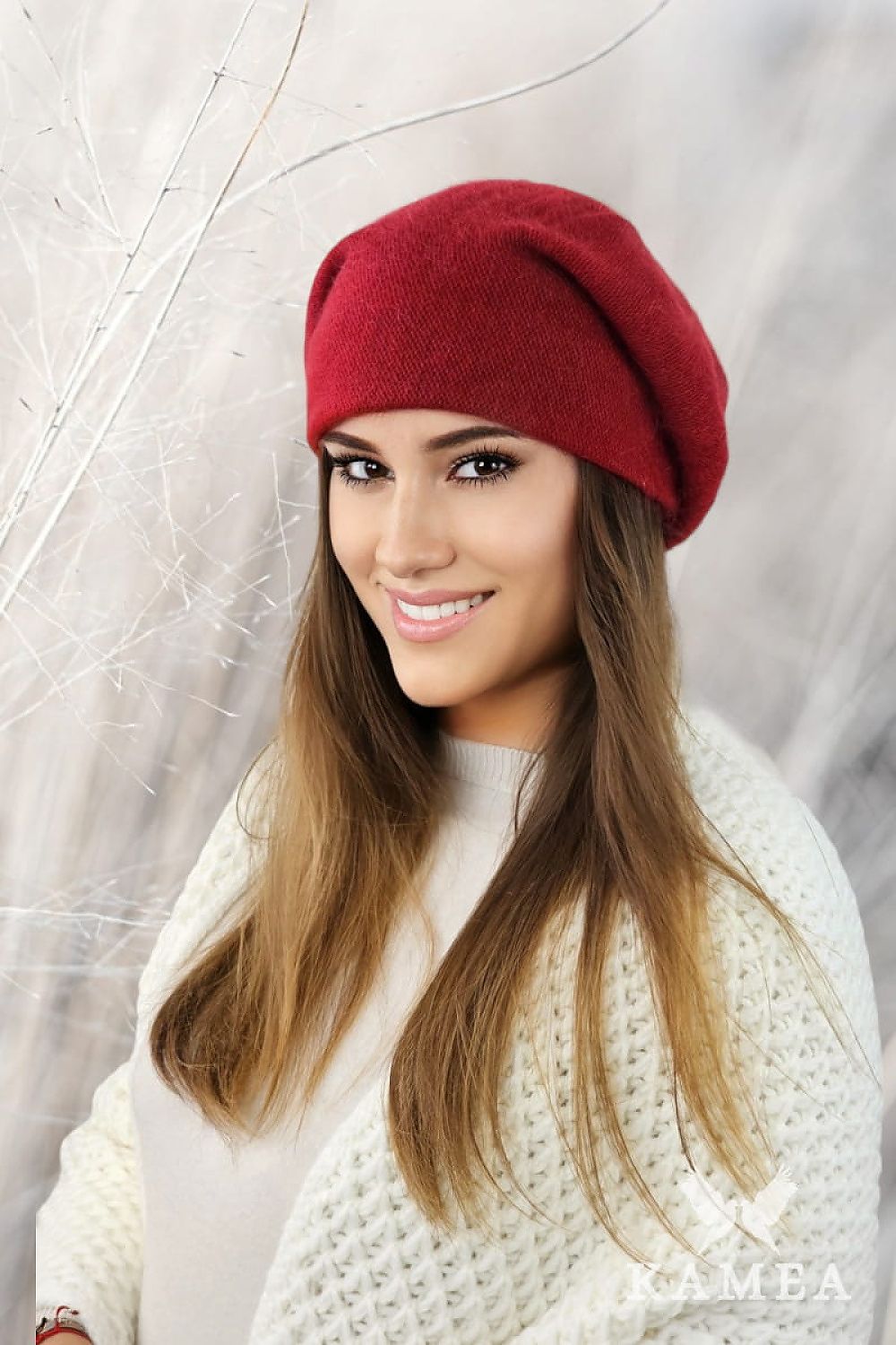 Kamea Premium Cleo Grey Beret - Luxurious Angora Blend for Effortless Elegance