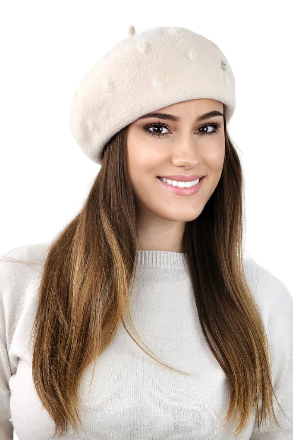 Kamea Linda Premium Adjustable Sand Beret with Unique Antenna - Elegant Winter Accessory for Women