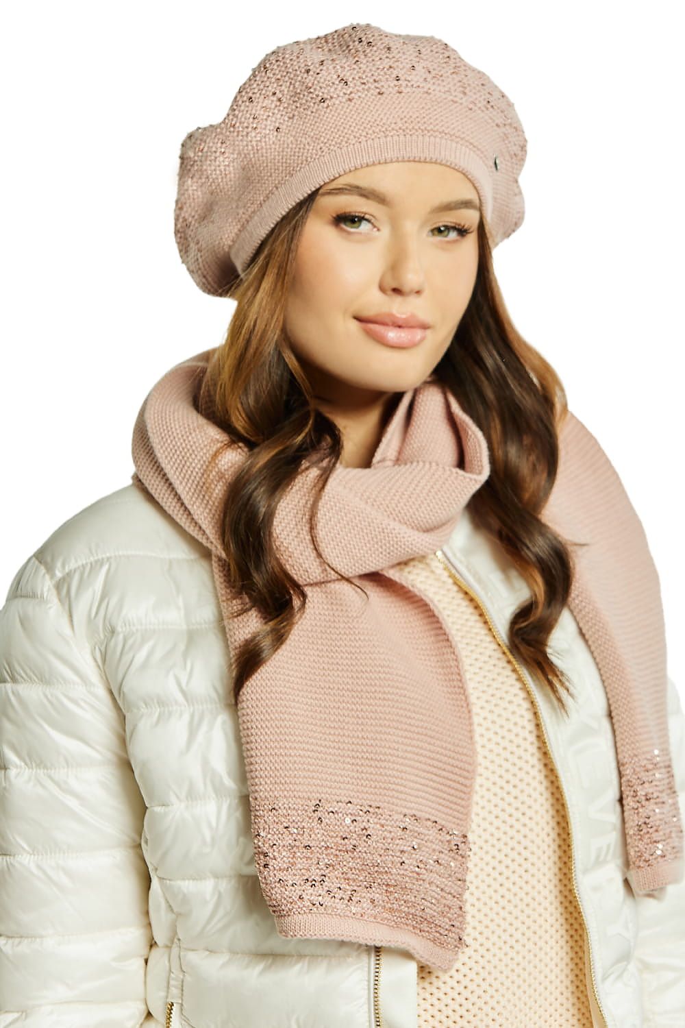 Premium Peony Sequin Beret With Soft Raspberry Polar Insert - Luxurious Style & Comfort