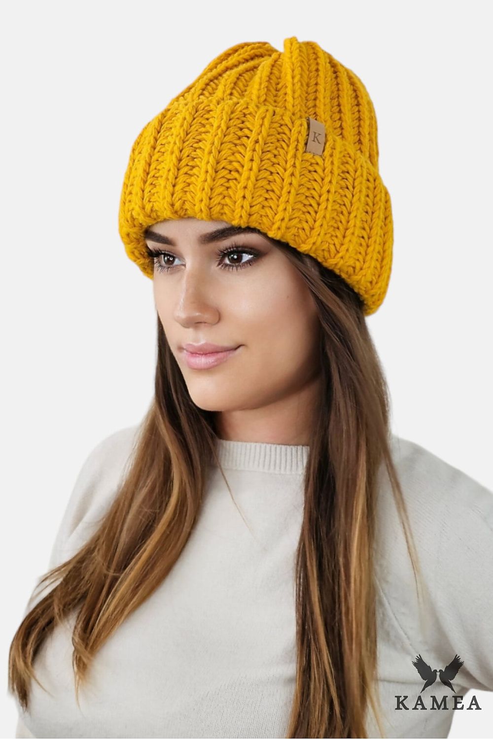 Kamea Landa Premium Thick Mustard Winter Hat with Wool Blend and Plush Polar Fleece Lining
