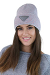 Kamea Premium Naomi Beanie - Luxurious Two-Tone Winter Hat with Eco-Leather Patch