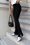IVON High-Waisted Leggings with Slit Detail - Trendy Elastic Fit in Sizes XS to L
