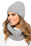 Kamea Alicante Premium Women's Luxury Winter Set: Light Grey Silk Blend Hat & Scarf