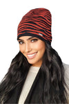 Premium Kamea Zaina Women's Red Viscoelastic Hat with Contrasting Pattern, Soft and Silky Finish