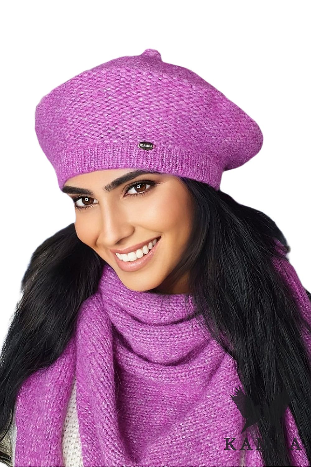 Premium Ofelia Pink Merino Wool Beret For Women With Polar Fleece Lining