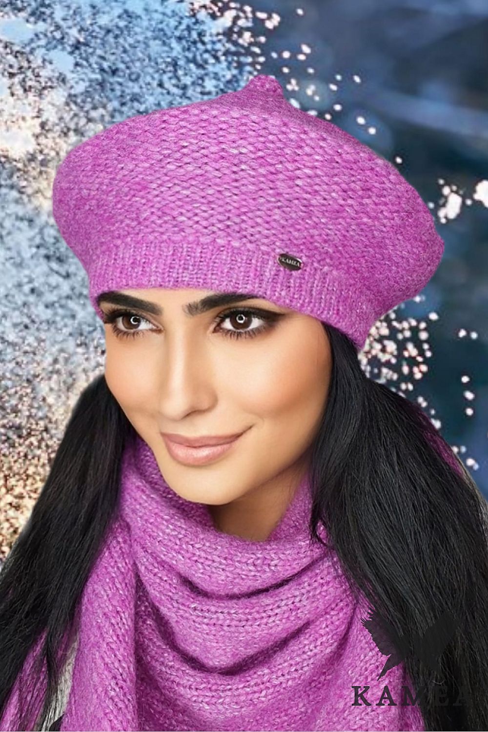 Premium Ofelia Pink Merino Wool Beret For Women With Polar Fleece Lining