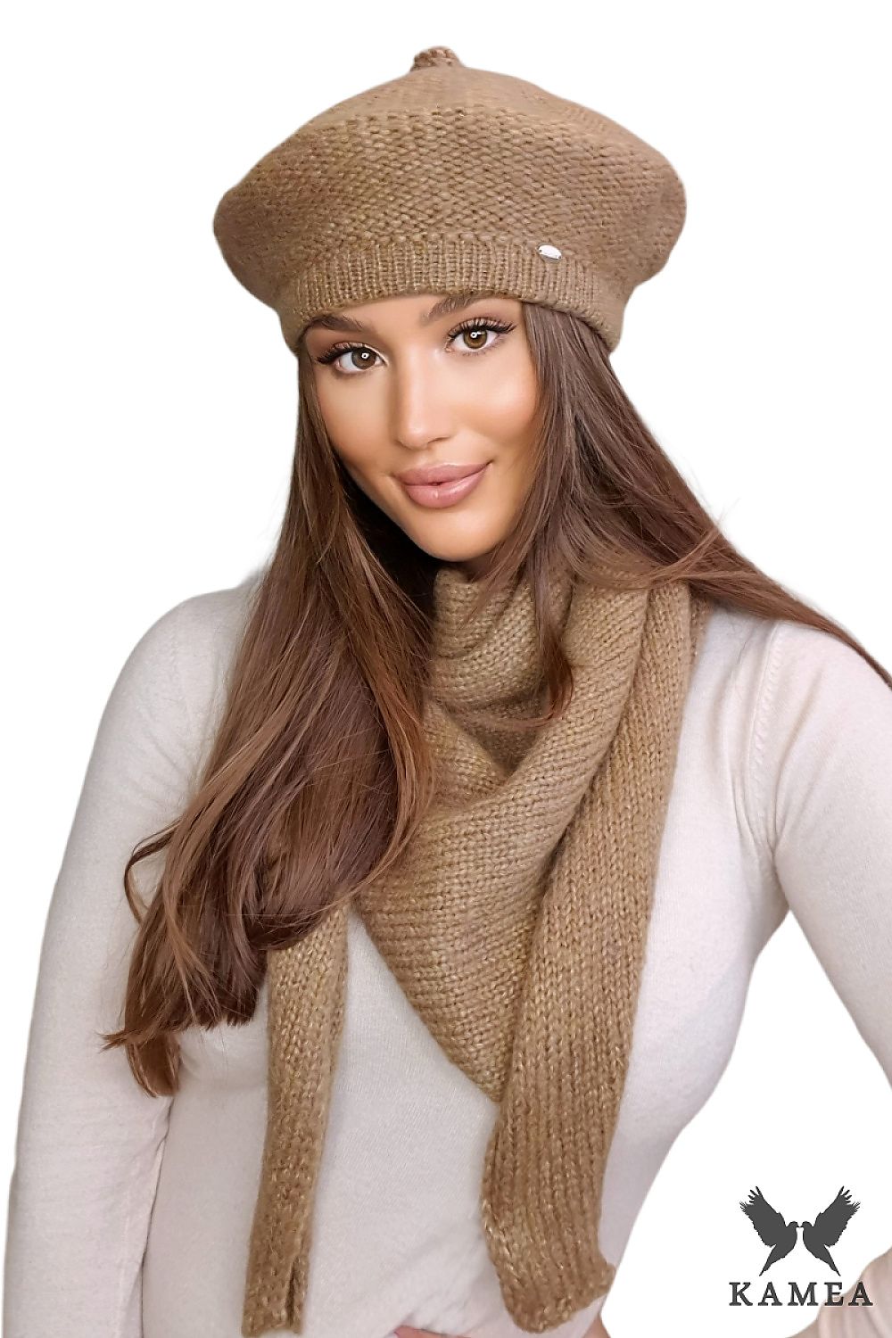 Premium Ofelia Pink Merino Wool Beret For Women With Polar Fleece Lining