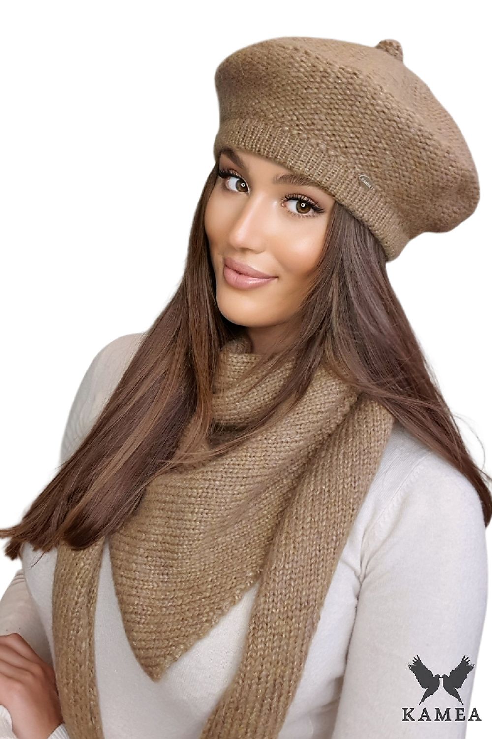 Premium Ofelia Pink Merino Wool Beret For Women With Polar Fleece Lining
