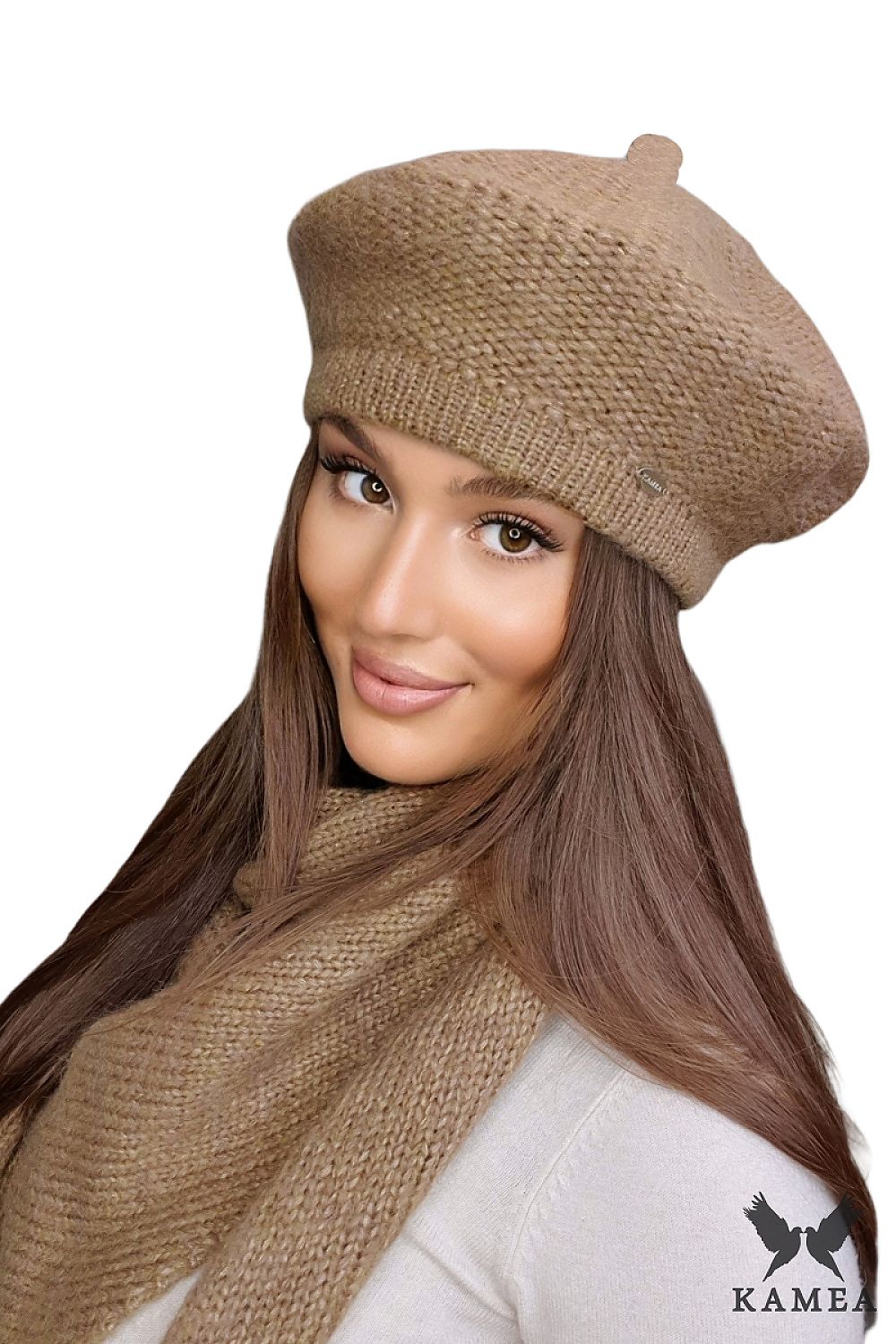 Premium Ofelia Pink Merino Wool Beret For Women With Polar Fleece Lining