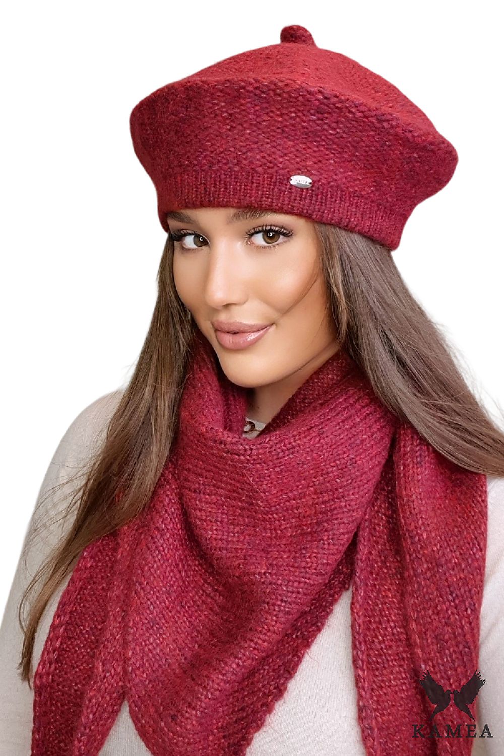 Premium Ofelia Pink Merino Wool Beret For Women With Polar Fleece Lining