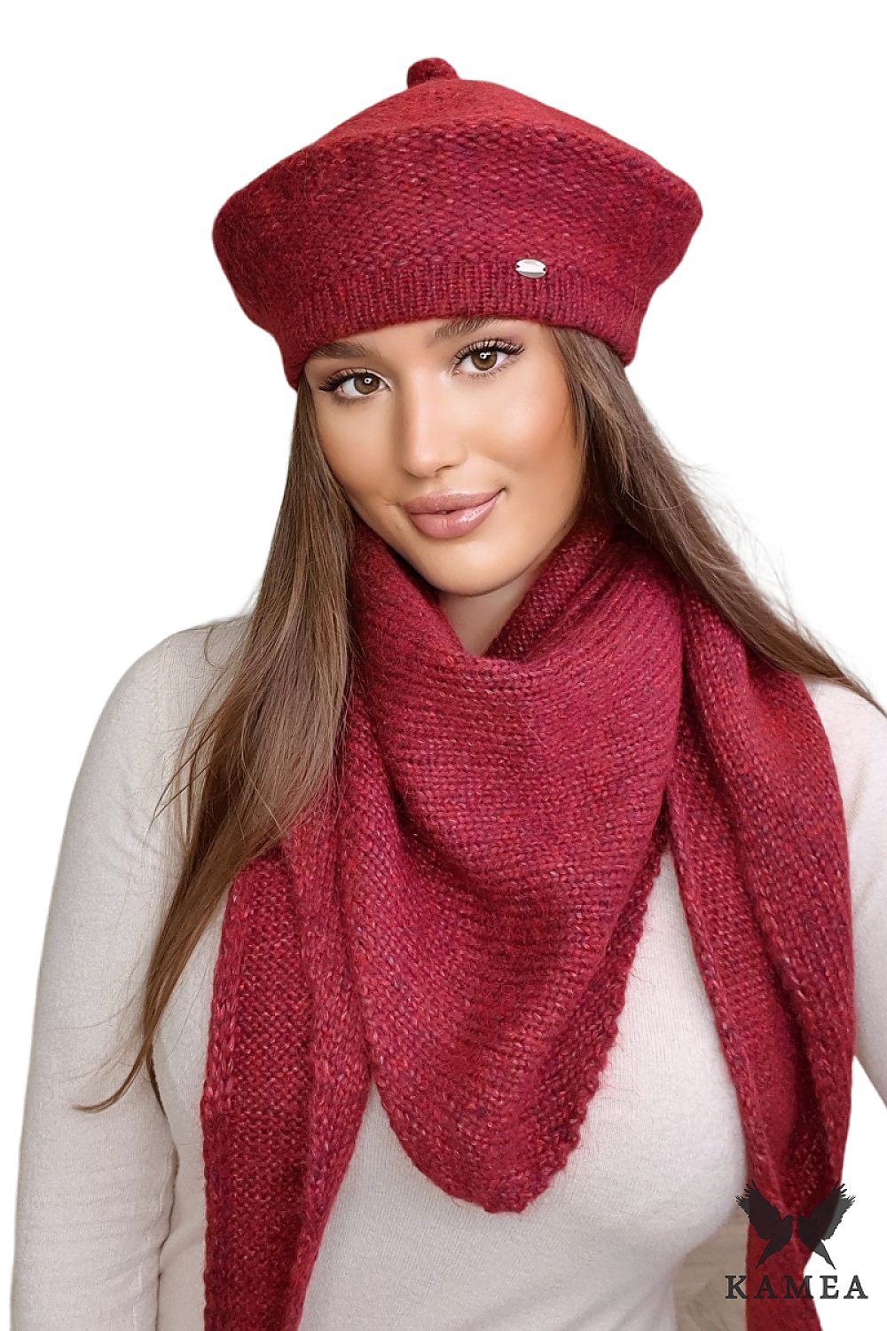 Premium Ofelia Pink Merino Wool Beret For Women With Polar Fleece Lining