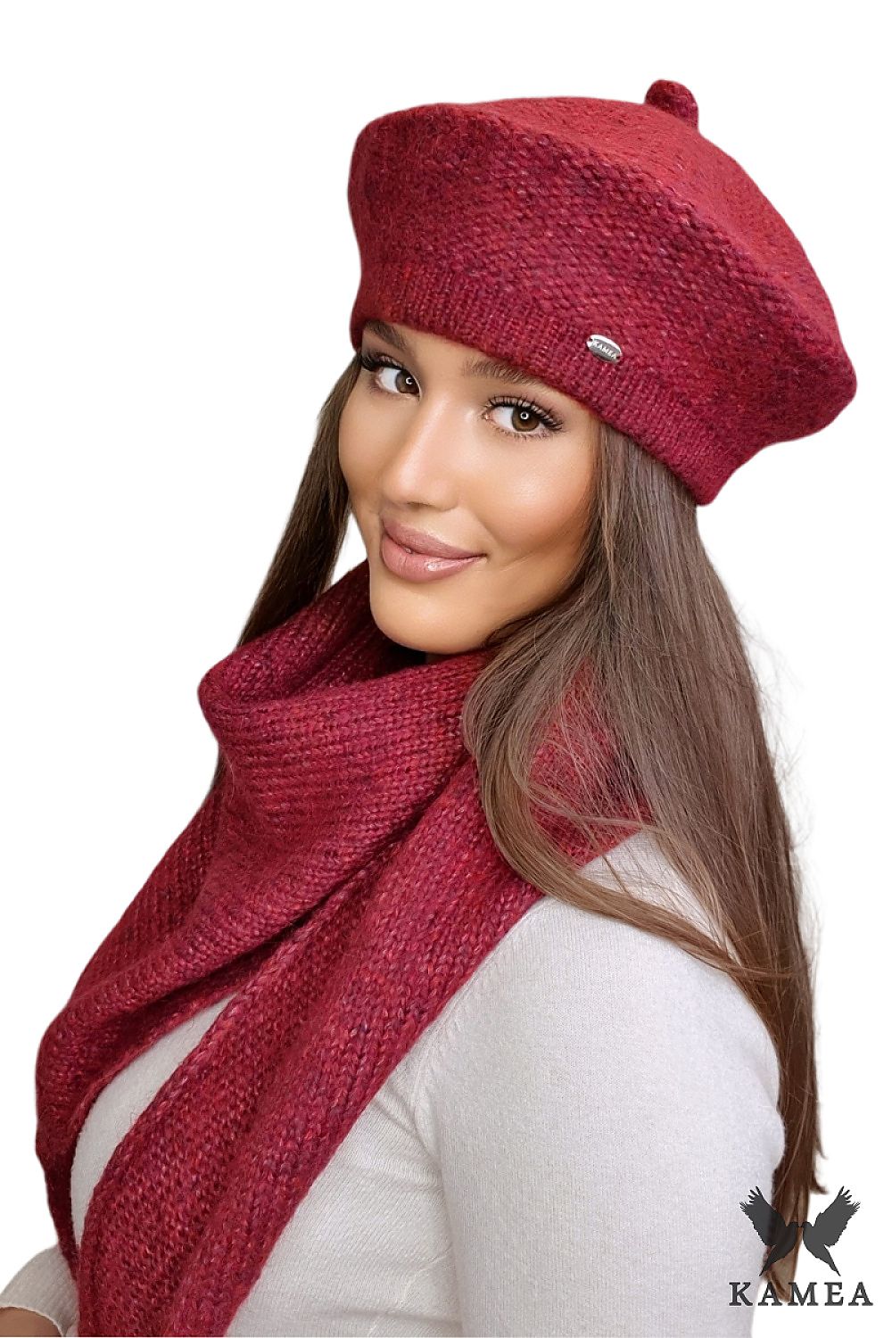 Premium Ofelia Pink Merino Wool Beret For Women With Polar Fleece Lining