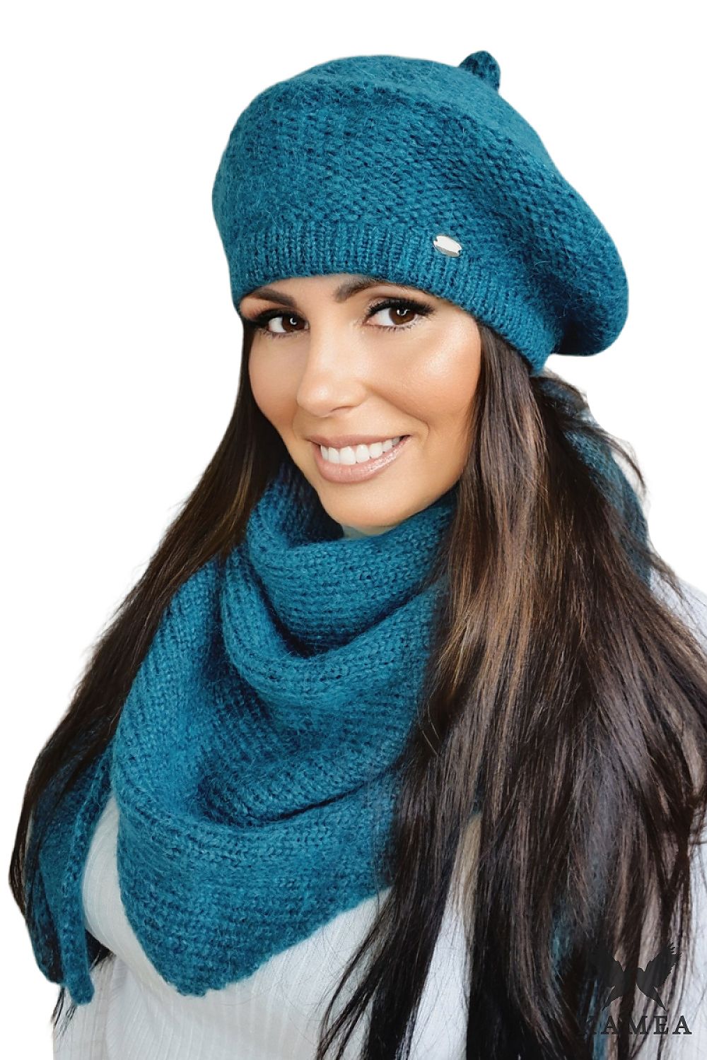 Premium Ofelia Pink Merino Wool Beret For Women With Polar Fleece Lining