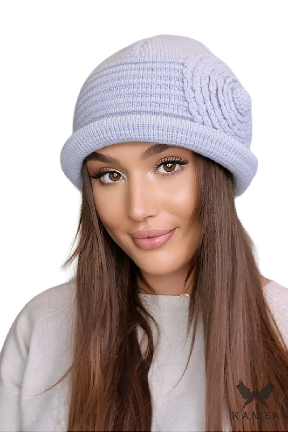 Premium Olga Women's Hat - Elegant Light Grey Design with Charming Flower Detail