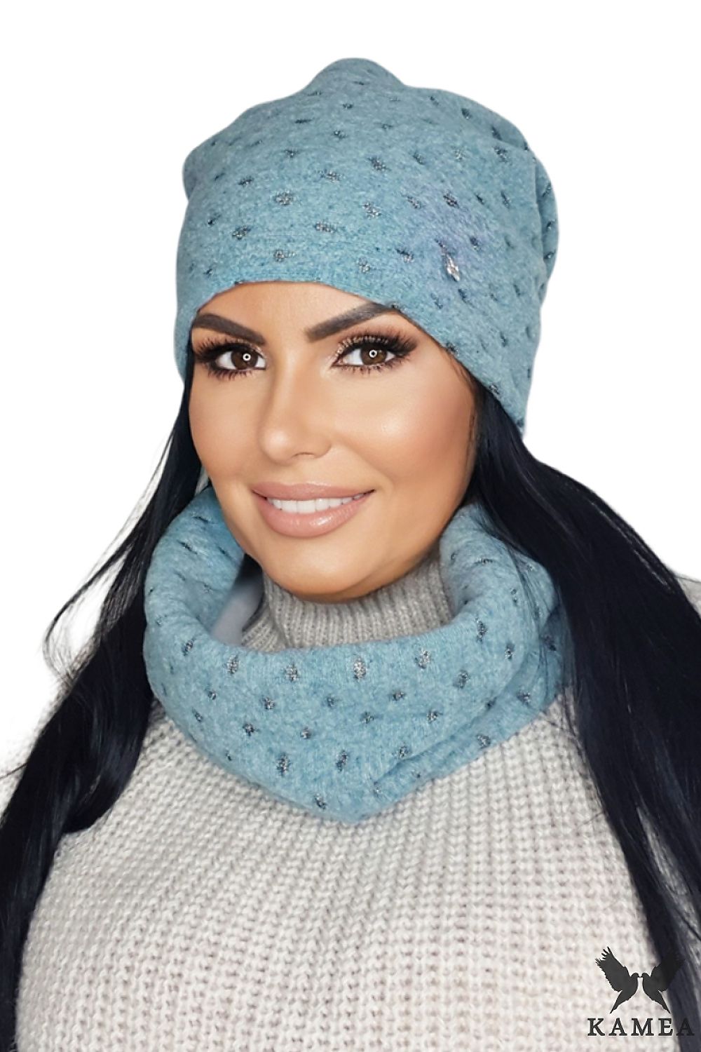 Premium Women's Kamea MIRIAM Turquoise Hat And Scarf Set With Durable Wool Blend