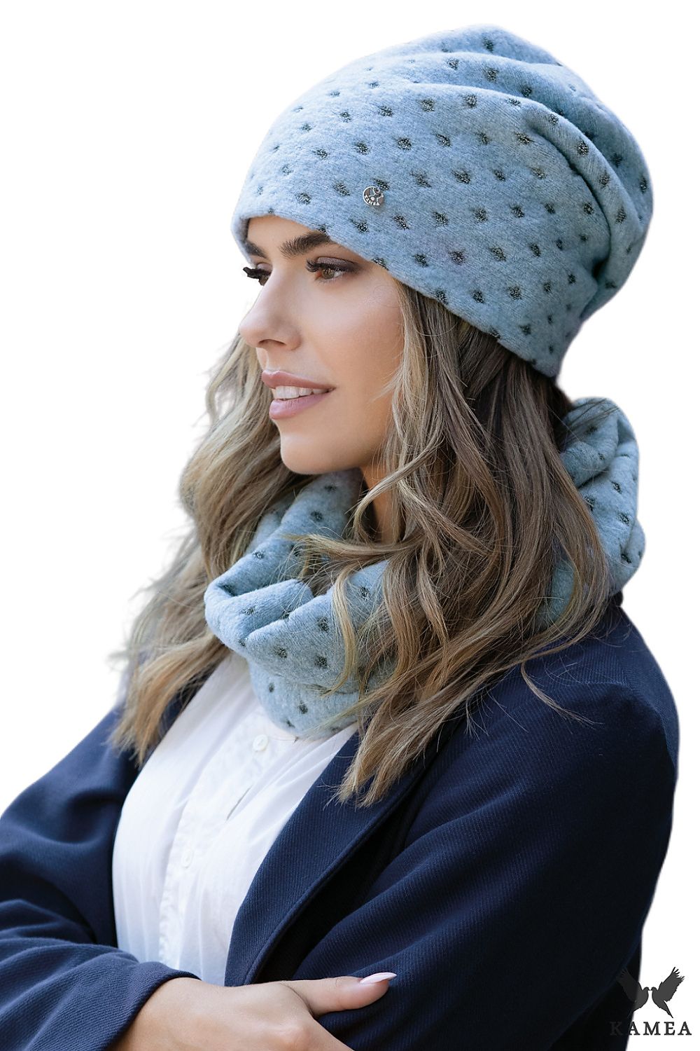 Premium Women's Kamea MIRIAM Turquoise Hat And Scarf Set With Durable Wool Blend