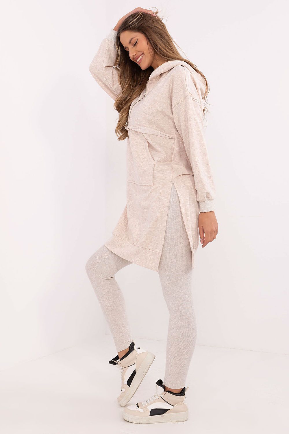 Luxury Women's Hoodie And Leggings Set, Size EU 0, Cotton Blend, Comfort Fit For Casual Styling