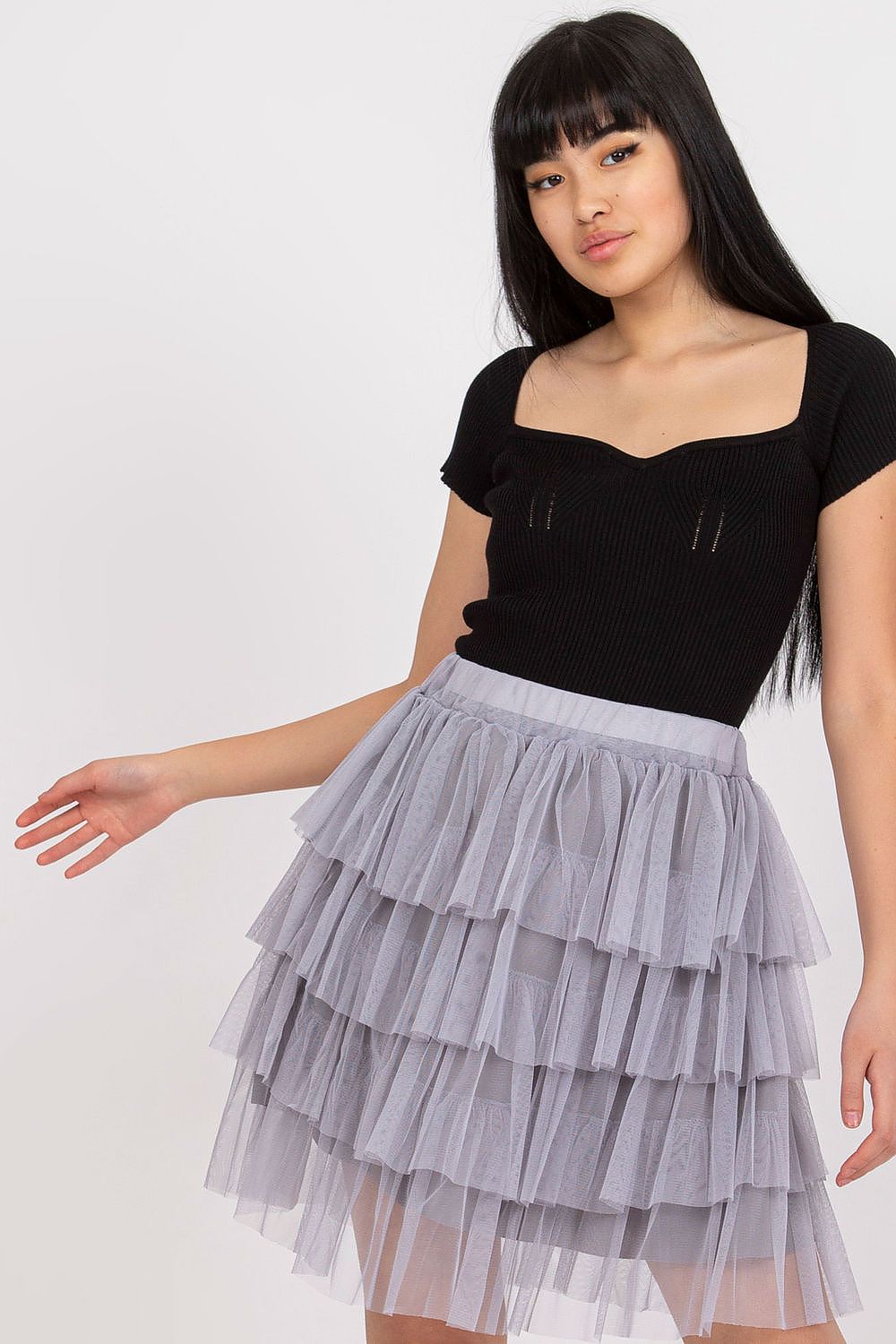 Elegant Mini Tulle Skirt With Frills, Och Bella, EU Size 0, Comfort Fit For Special Occasions
