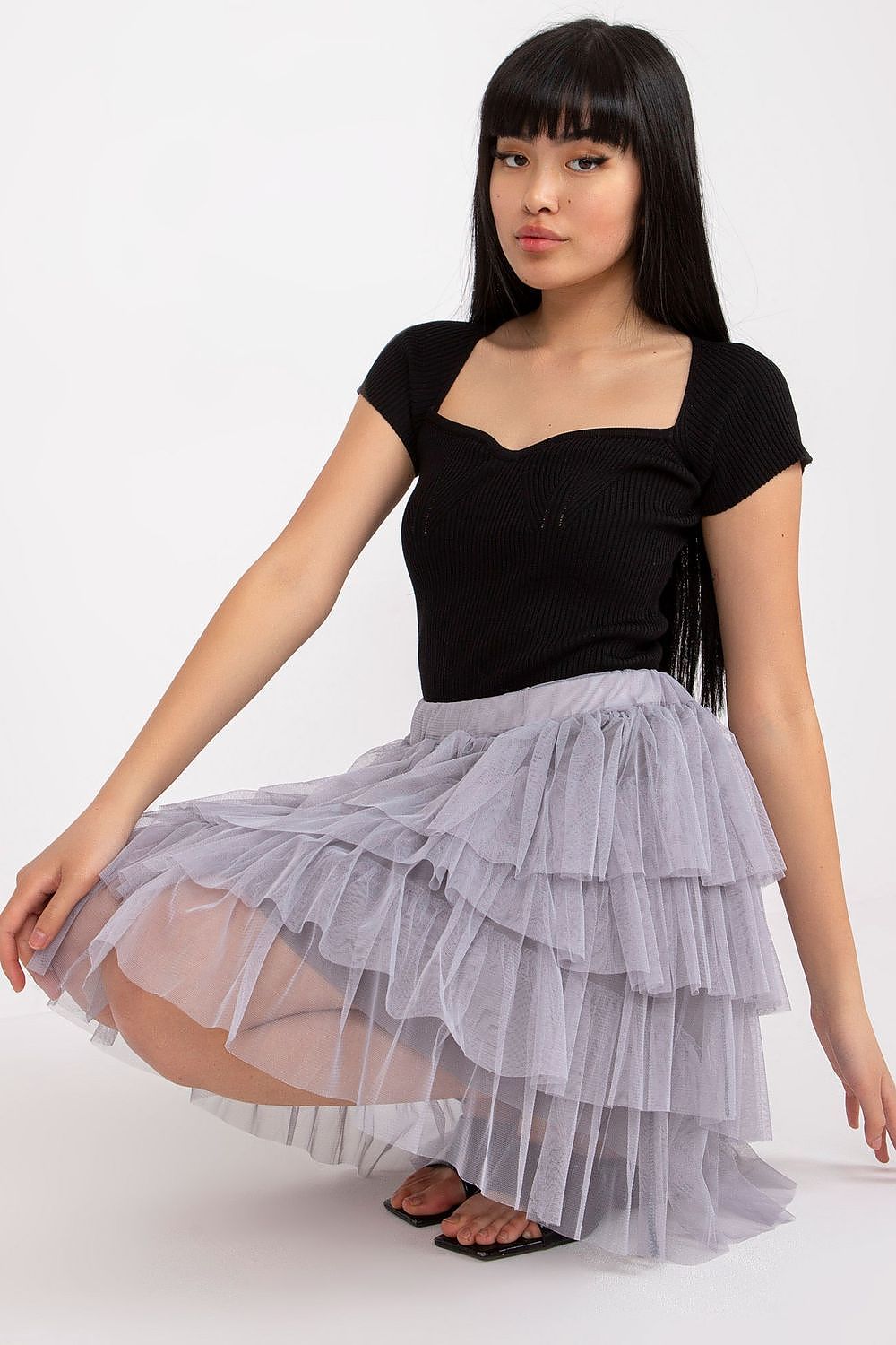 Elegant Mini Tulle Skirt With Frills, Och Bella, EU Size 0, Comfort Fit For Special Occasions