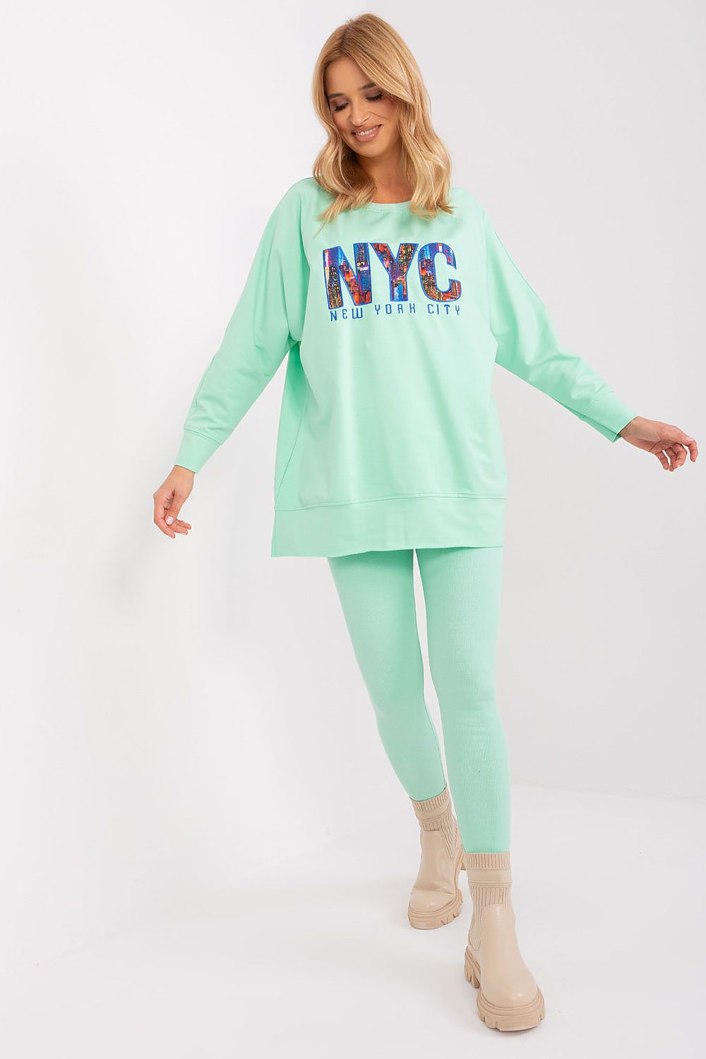 Luxury Women's Set: Comfort Sweatshirt & High Waist Leggings, EU Size 0 - Factory Price