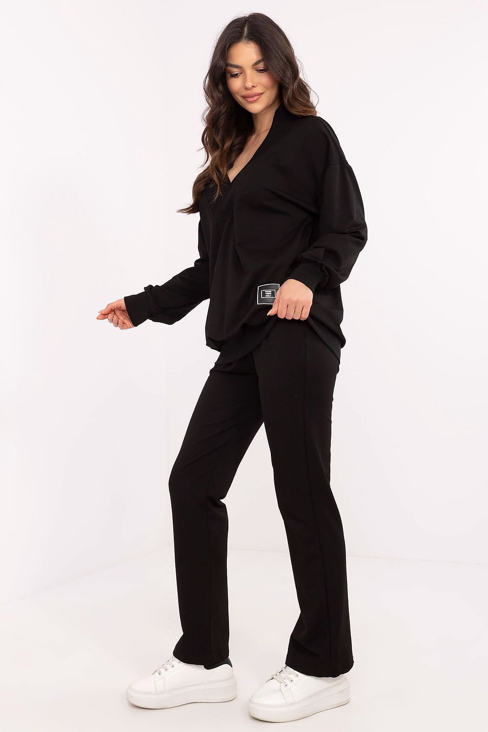 Luxury Women's 2-Piece Set with Long-Sleeve Blouse & High-Waist Straight-Leg Pants, EU Size 0, by Factory Price