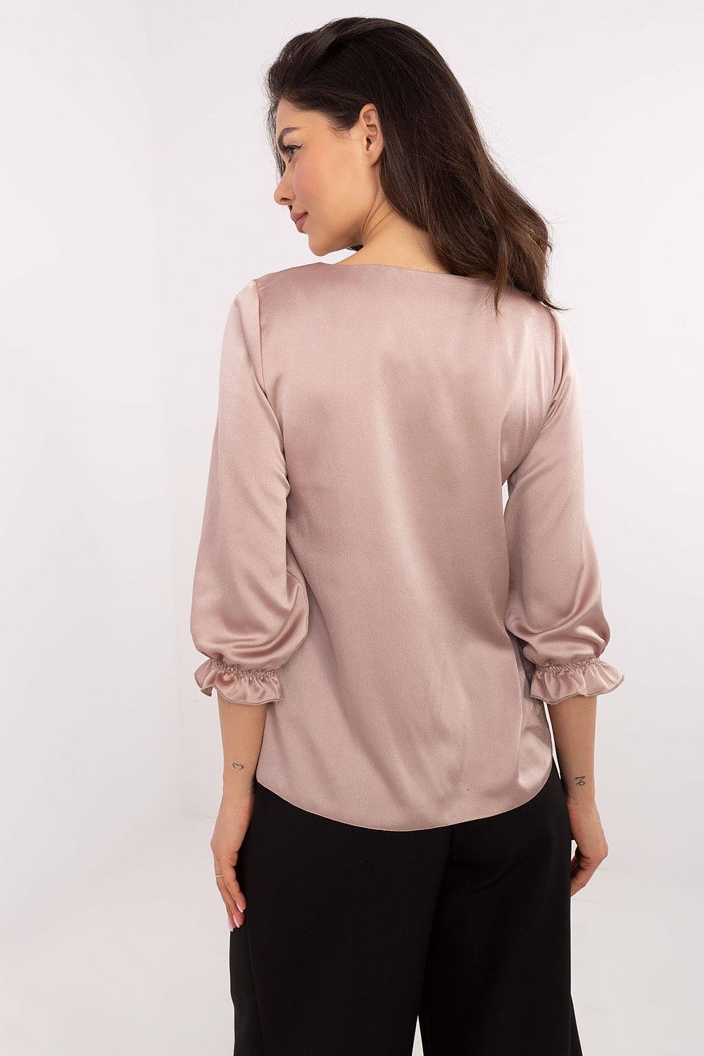 Elegant Lakerta Blouse with 3/4 Sleeves, Ruffled Details, Sizes EU 36-42, Perfect for Versatile Styling