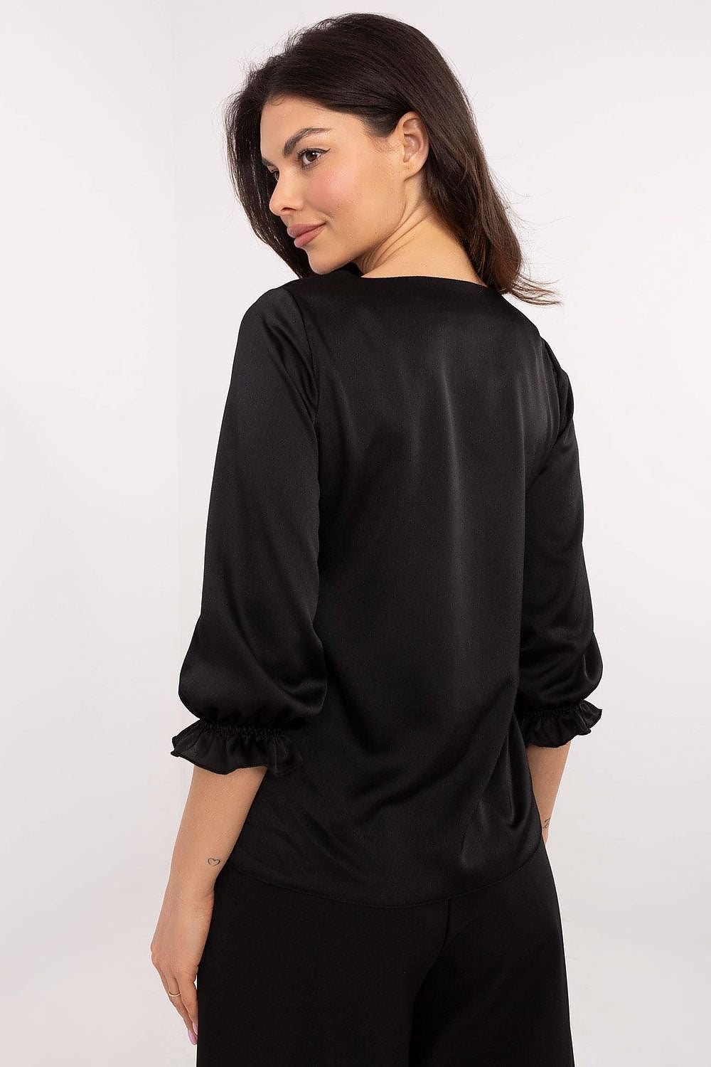 Elegant Lakerta Blouse with 3/4 Sleeves, Ruffled Details, Sizes EU 36-42, Perfect for Versatile Styling