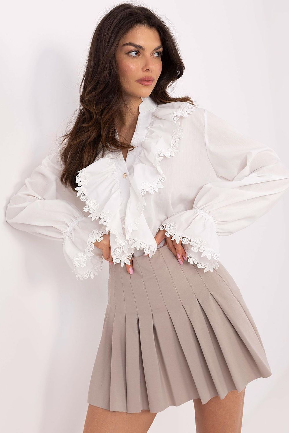 Elegant Pleated Short Skirt by Italy Moda | Size S/M, L/XL | Cotton Blend for Comfort and Style