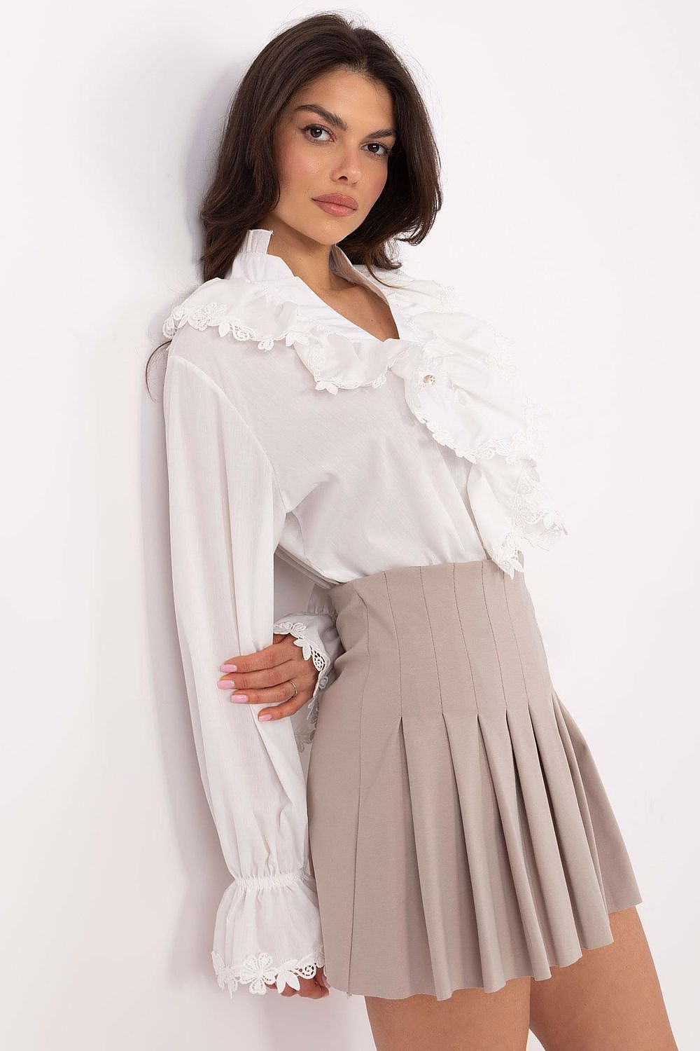 Elegant Pleated Short Skirt by Italy Moda | Size S/M, L/XL | Cotton Blend for Comfort and Style
