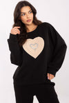Italy Moda Women's Casual Sweatshirt with Heart-Shaped Zircon Patch, EU Sizes 0, Soft Polyester Blend