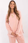 Italy Moda Women's Sweatshirt Blouse, EU Sizes 0, Soft Polyester Blend, Detachable Brooches, Unique Side Slits