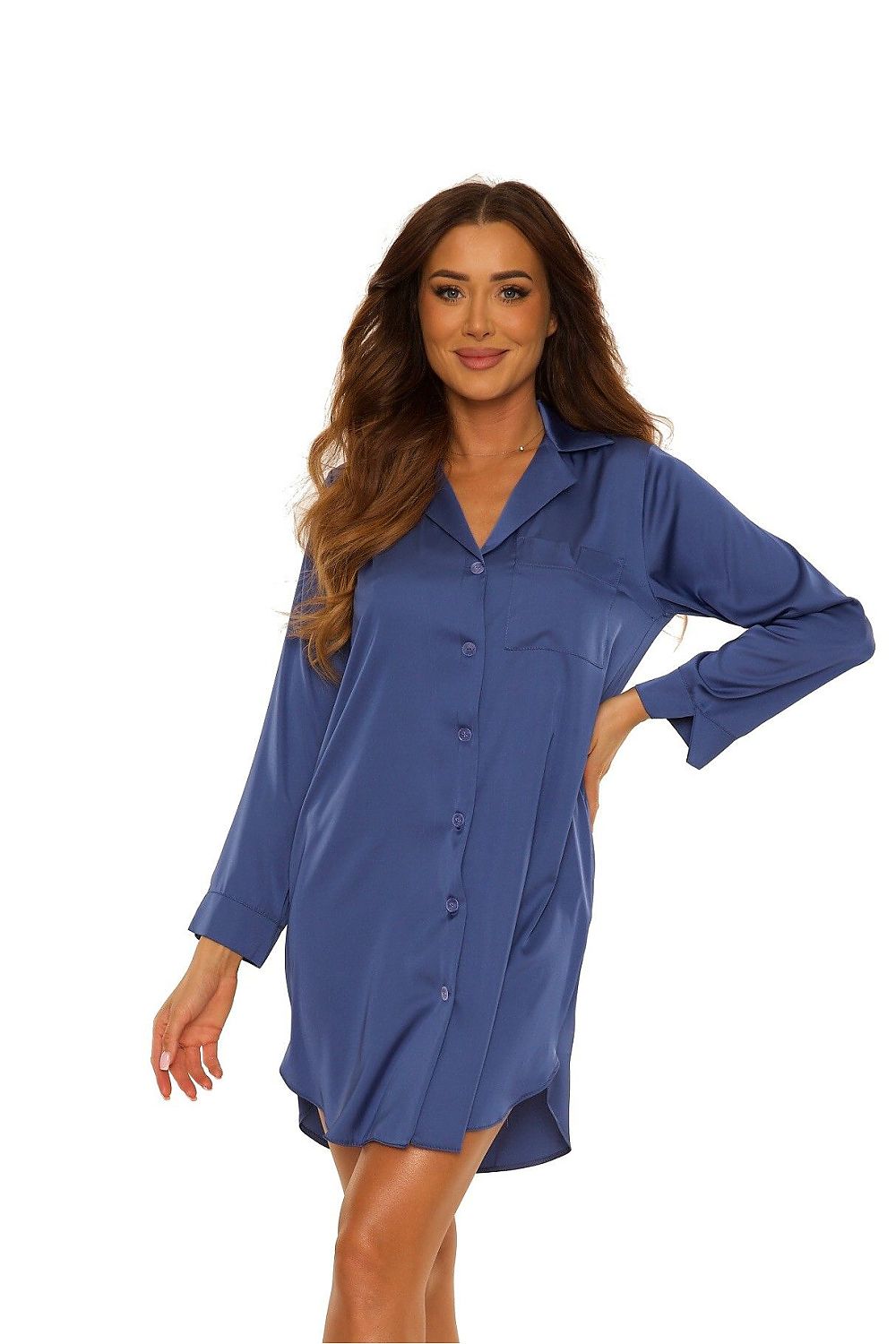 Luxurious Satin Nightshirt for Women - Elegant 7/8 Sleeve Nightgown in EU S-XXL | US S-XXL