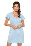 Luxury Cotton Nightshirt for Women - Soft, Breathable Comfort | Sizes EU S-XXL | US S-XXL in Blue with Dots