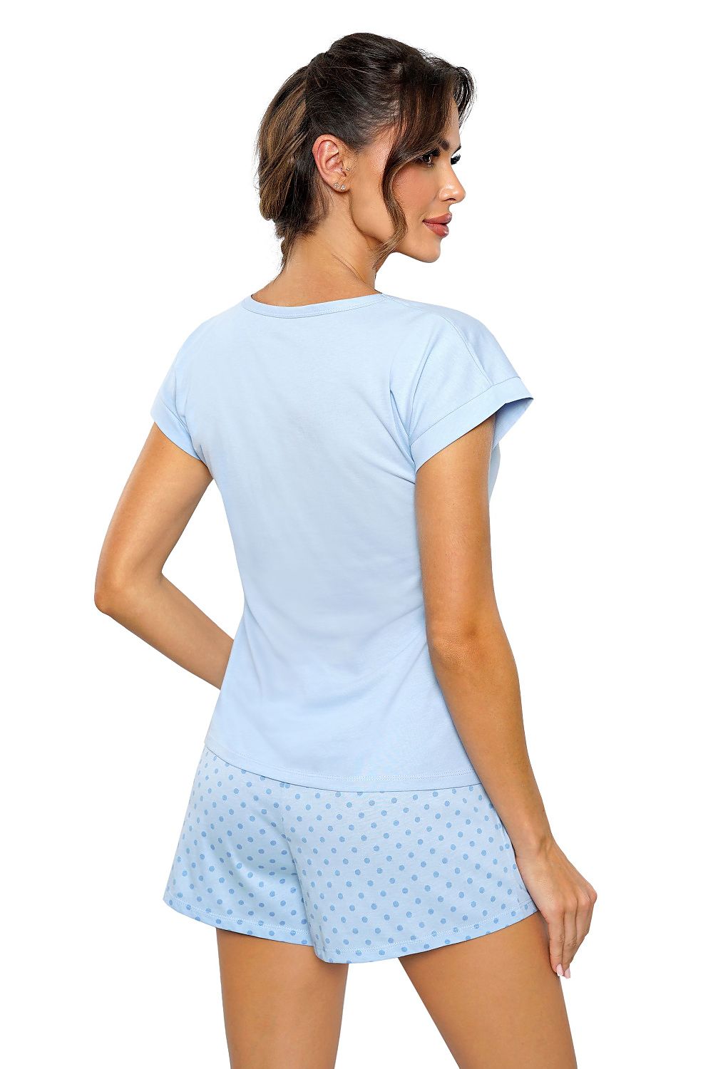 Luxurious Women's Cotton Pajama Set with V-Neck Blouse & Polka Dot Shorts, Sizes EU S-XXL | US S-XXL
