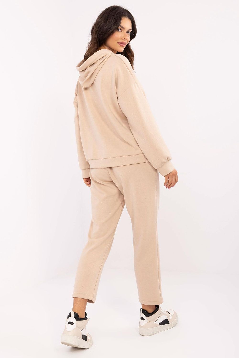 Italy Moda Casual Sweat Suit Set EU 0, High Waist, Hooded Sweatshirt & Pockets, Melange Grey