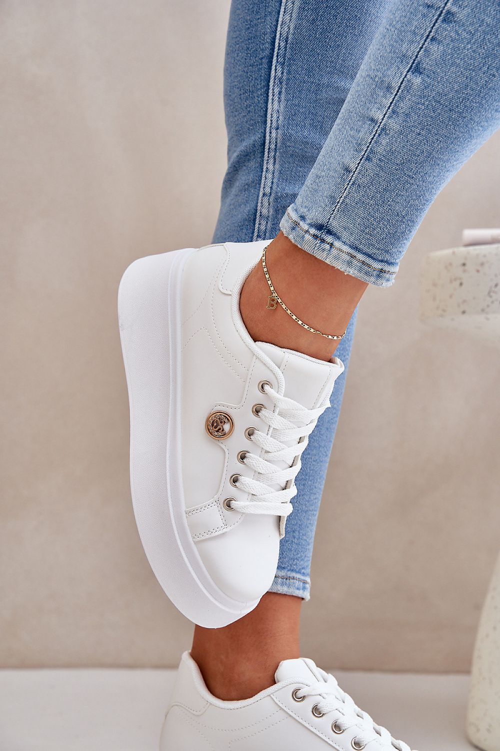 Elegant Eco Leather Sneakers with Removable Foam Insole, 4.5 cm Platform, EU Size 36-41