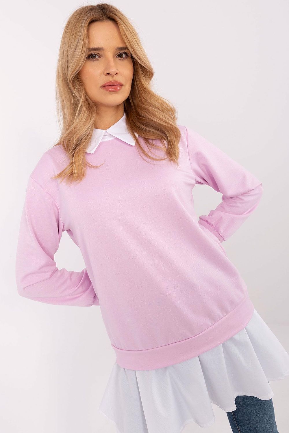 Elegant Long Sleeve Blouse in One Size - Stylish Viscose-Cotton Blend by Italy Moda