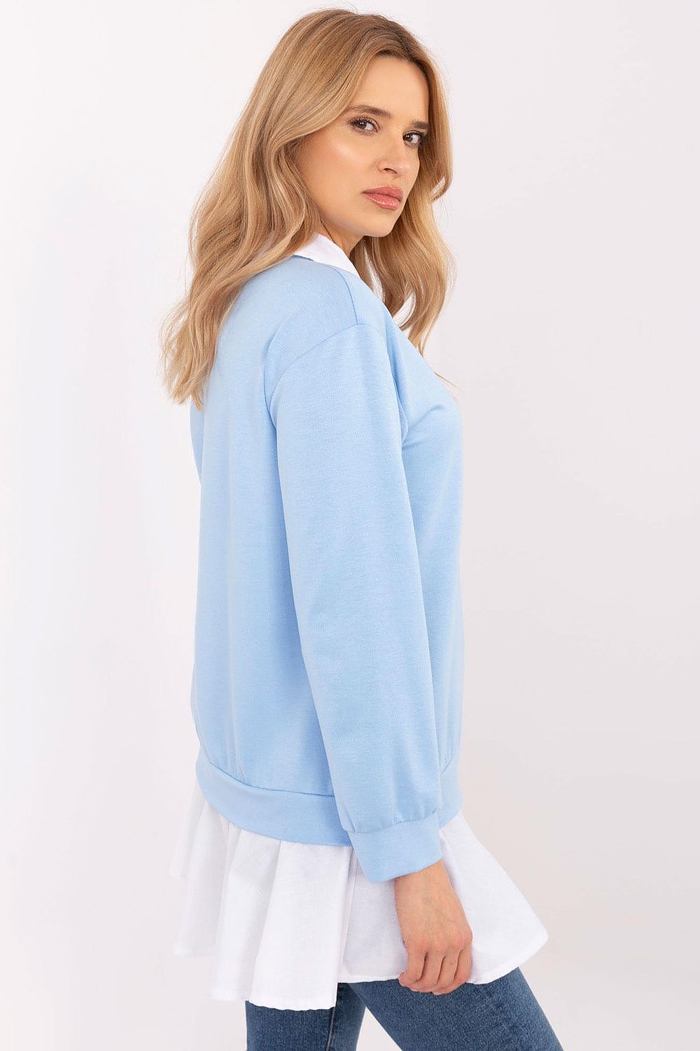 Elegant Long Sleeve Blouse in One Size - Stylish Viscose-Cotton Blend by Italy Moda