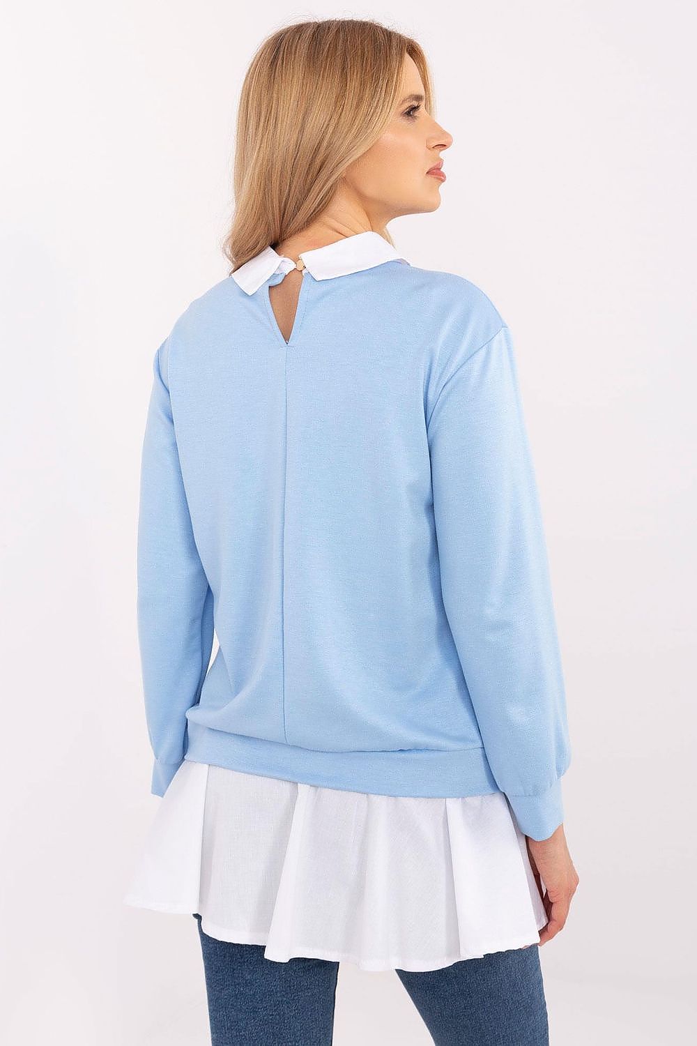 Elegant Long Sleeve Blouse in One Size - Stylish Viscose-Cotton Blend by Italy Moda