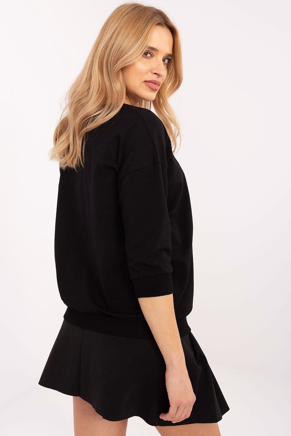 Elegant 3/4 Sleeve Casual Blouse with Embroidery & Pearls - Sizes EU 0-4