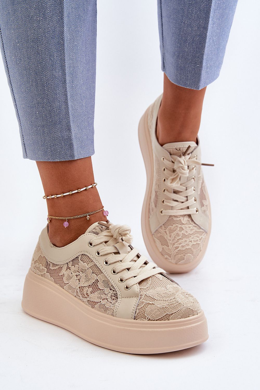 Elegant Women's Platform Sneakers By S.Barski, Lace Upper, Sizes EU 36-41, Ultimate Comfort