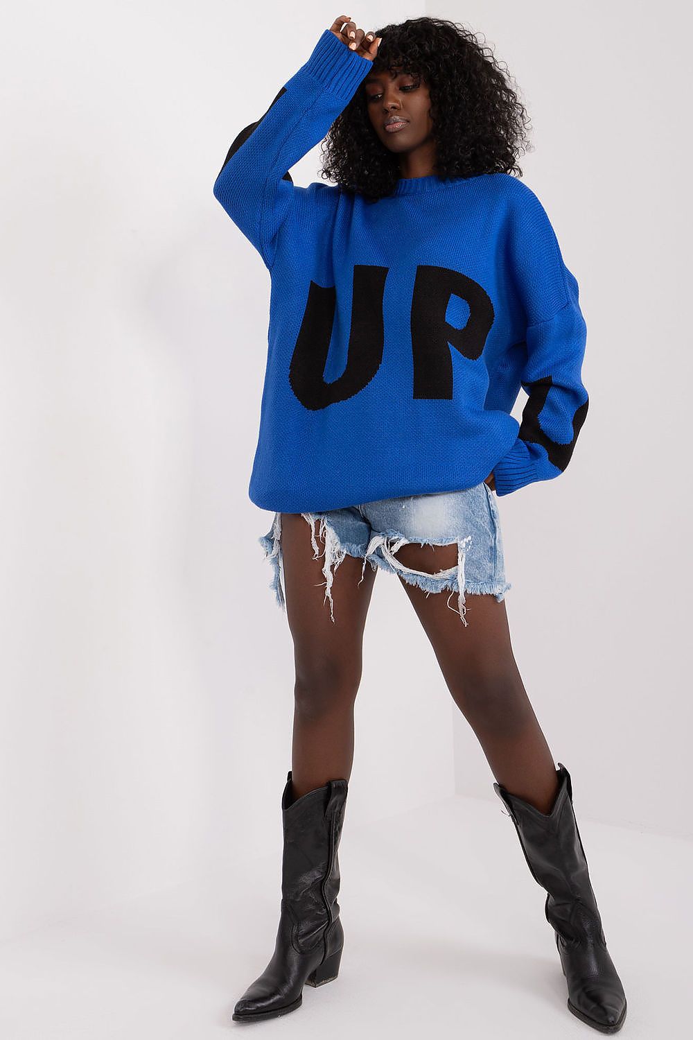 Elegant Women's Long Casual Sweater in Acrylic & Wool Blend – Available in EU Sizes 0